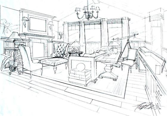 Premium Photo | Sketch for an interior design